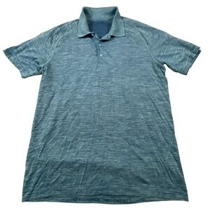 Lululemon Mens Metal Vent Tech Polo Shirt Blue Space Dye Short Sleeve Size L